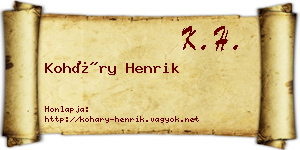 Koháry Henrik névjegykártya