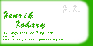 henrik kohary business card